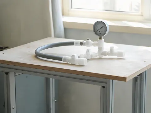 Pressure gauge beside a small sample irrigation assembly