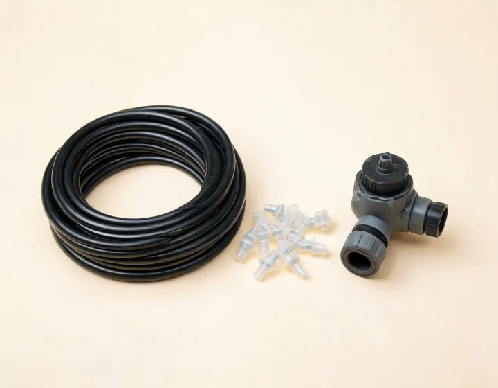 Drip emitters and hose components arranged for specification review